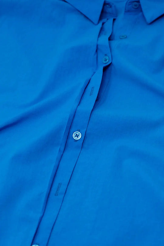 Short Sleeve Relaxed Button Up Shirt in Blue - Shirts