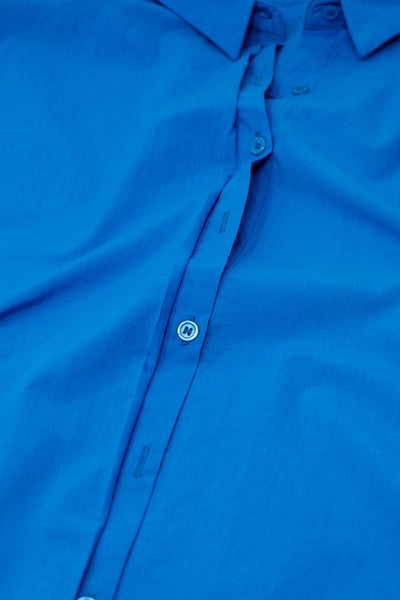 Short Sleeve Relaxed Button Up Shirt in Blue