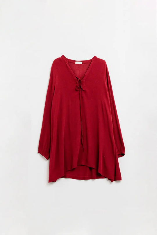 Q2 short wide boho style dress in red