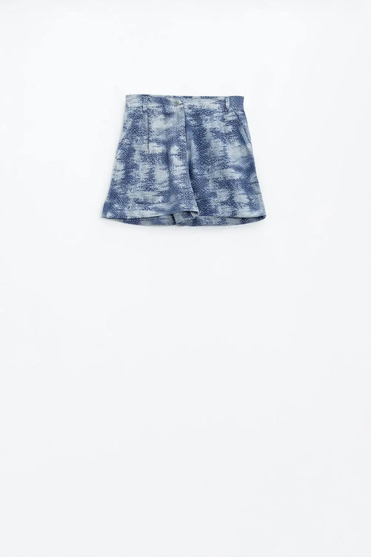 Shorts In Tie Dye Blue With Front And Back Pockets - Pants
