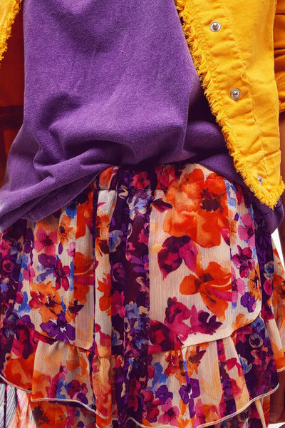 Shorts With Frilly Hem In Flower Print - Pants