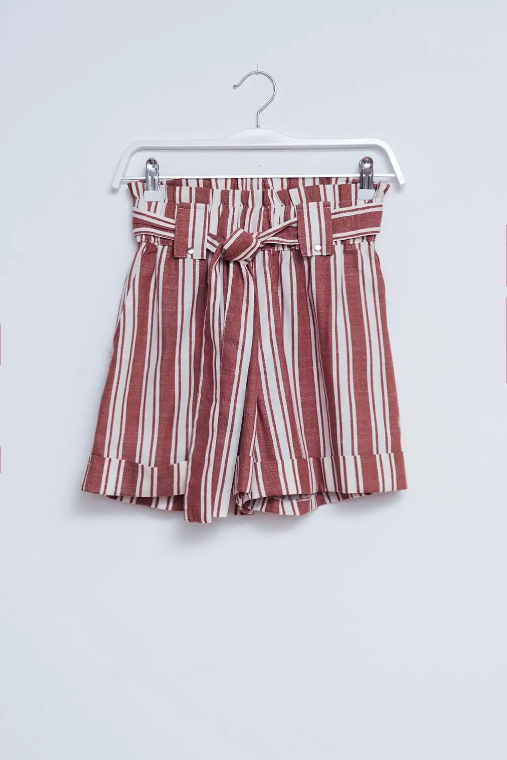 Shorts with paperbag waist in orange - Pants