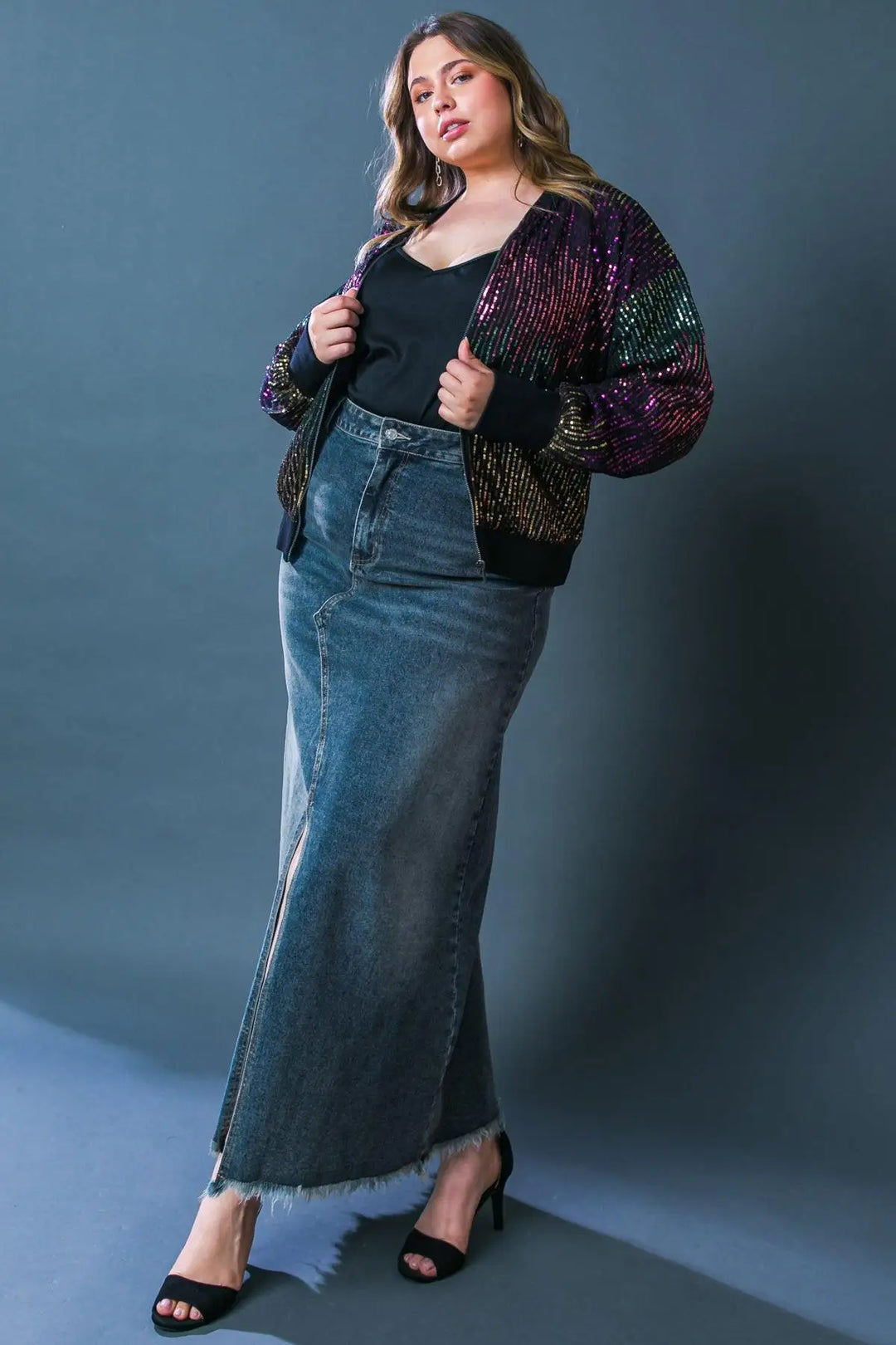 ENTERTAIN ME SEQUIN BOMBER JACKET - TOPS