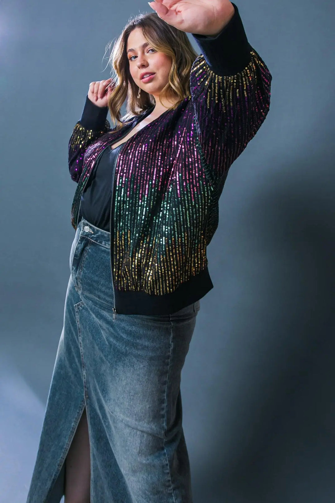 ENTERTAIN ME SEQUIN BOMBER JACKET - TOPS