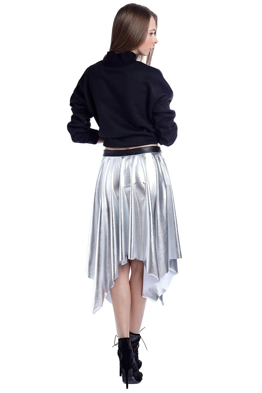 Silver pleated midi skirt in metallic - Skirts