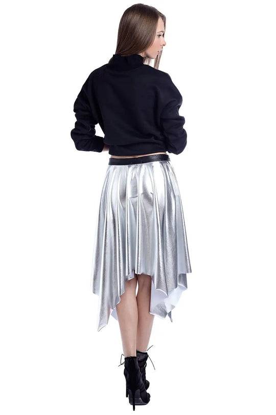 Silver pleated midi skirt in metallic - Skirts