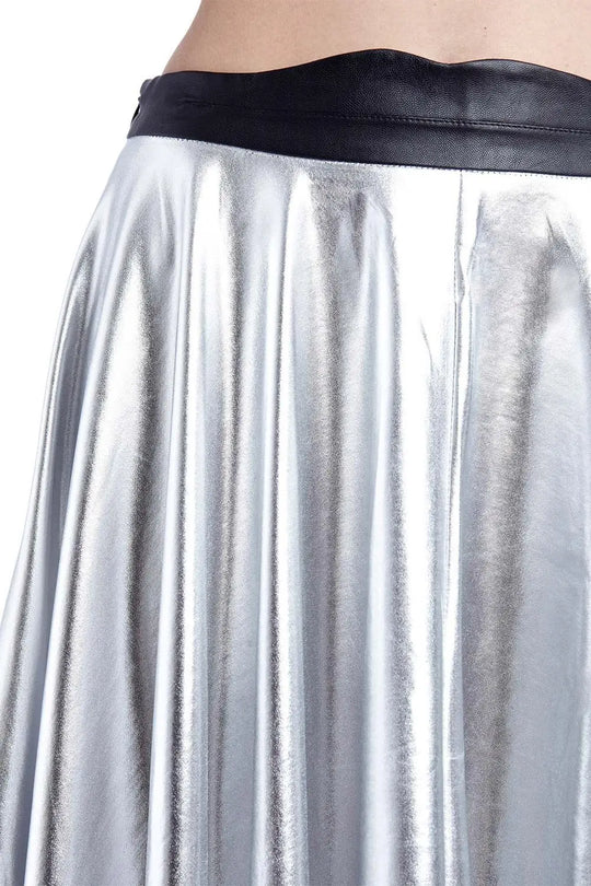 Silver pleated midi skirt in metallic - Skirts