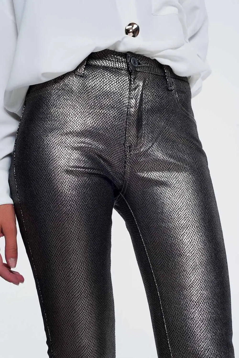 Silver trousers with snake print - Jeans