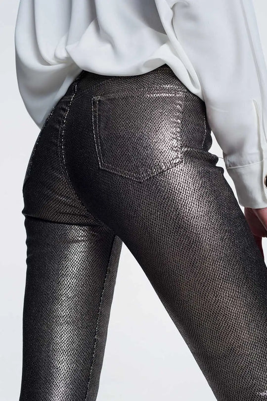 Silver trousers with snake print - Jeans