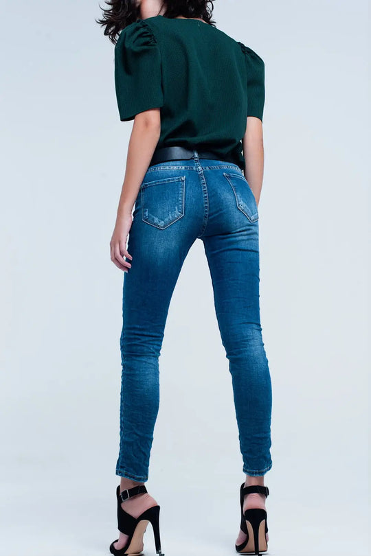 Skinny Blue jeans with rips - Jeans