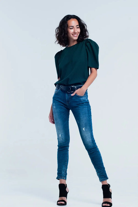 Skinny Blue jeans with rips - Jeans