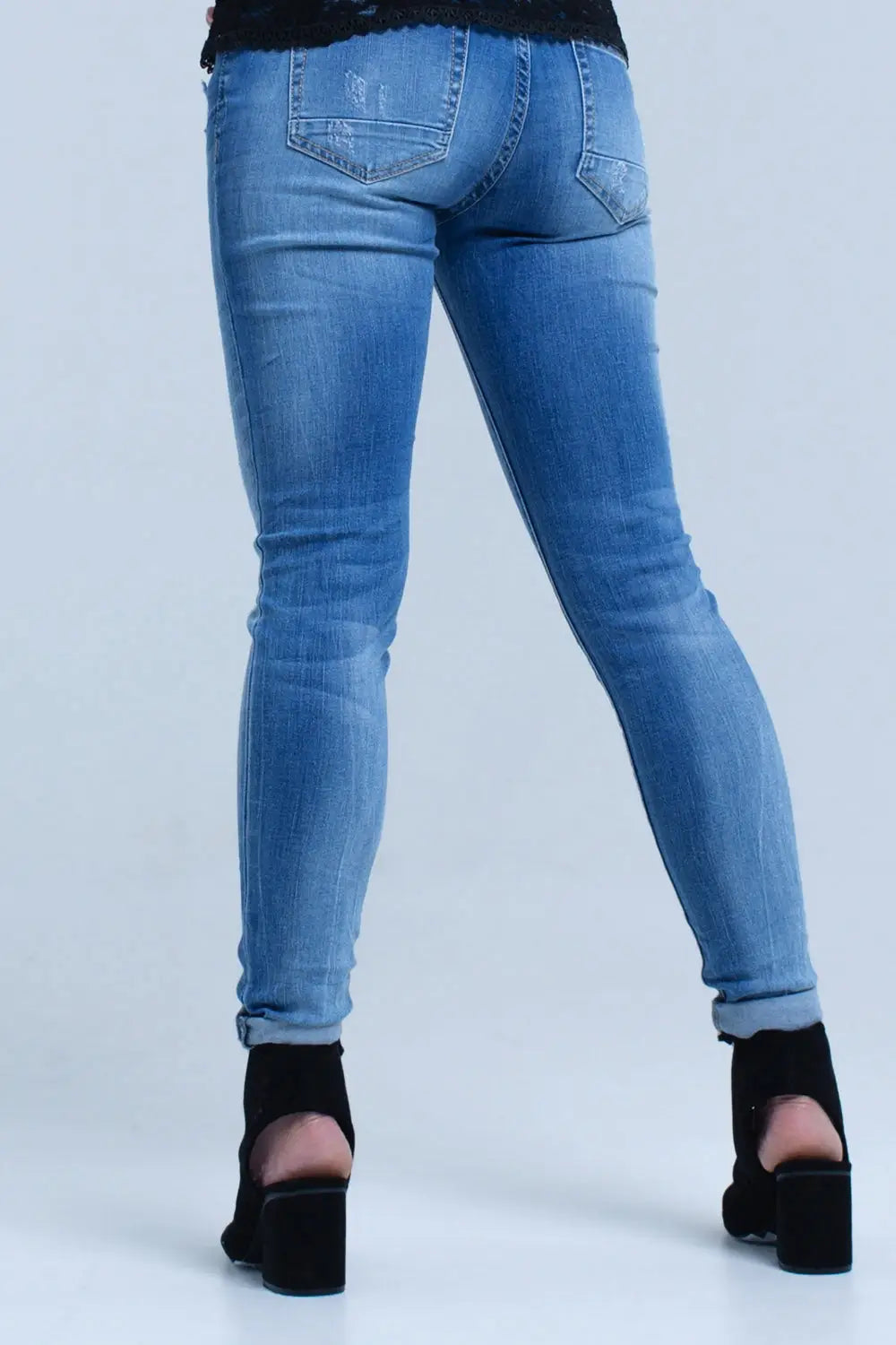 Skinny Blue jeans with rips - Jeans