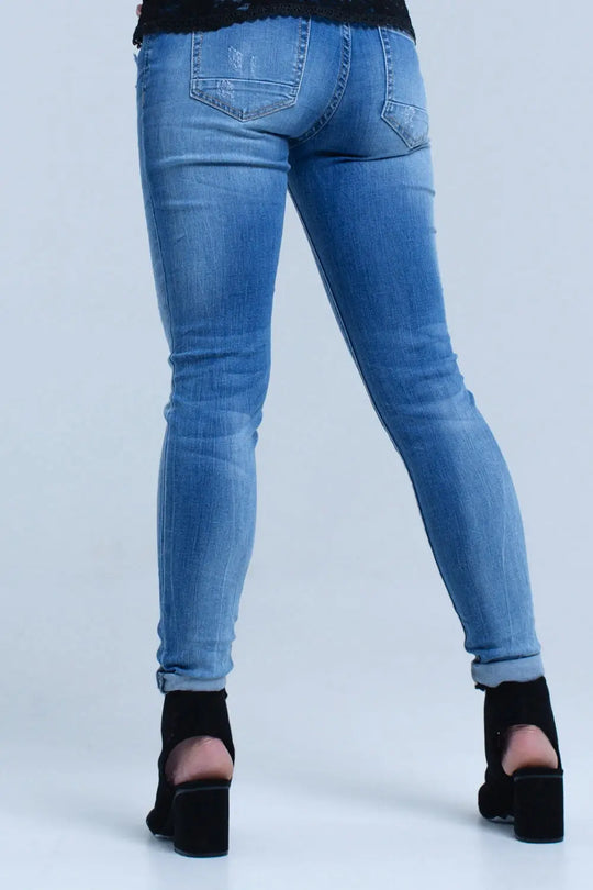 Skinny Blue jeans with rips - Jeans