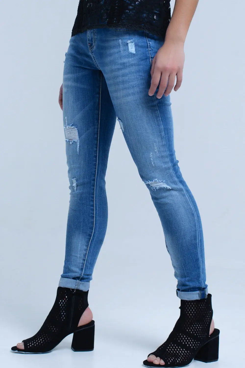Skinny Blue jeans with rips - Jeans