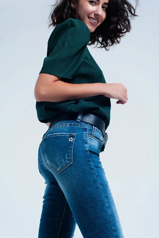 Skinny Blue jeans with rips - Jeans