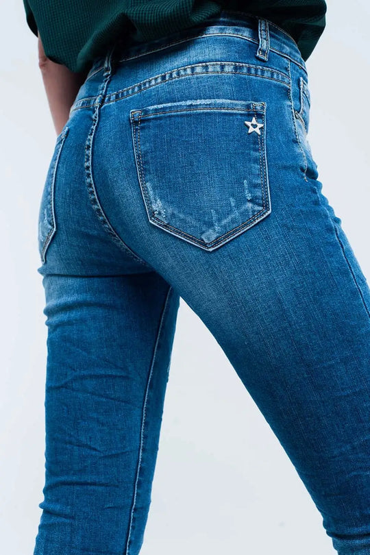 Skinny Blue jeans with rips - Jeans