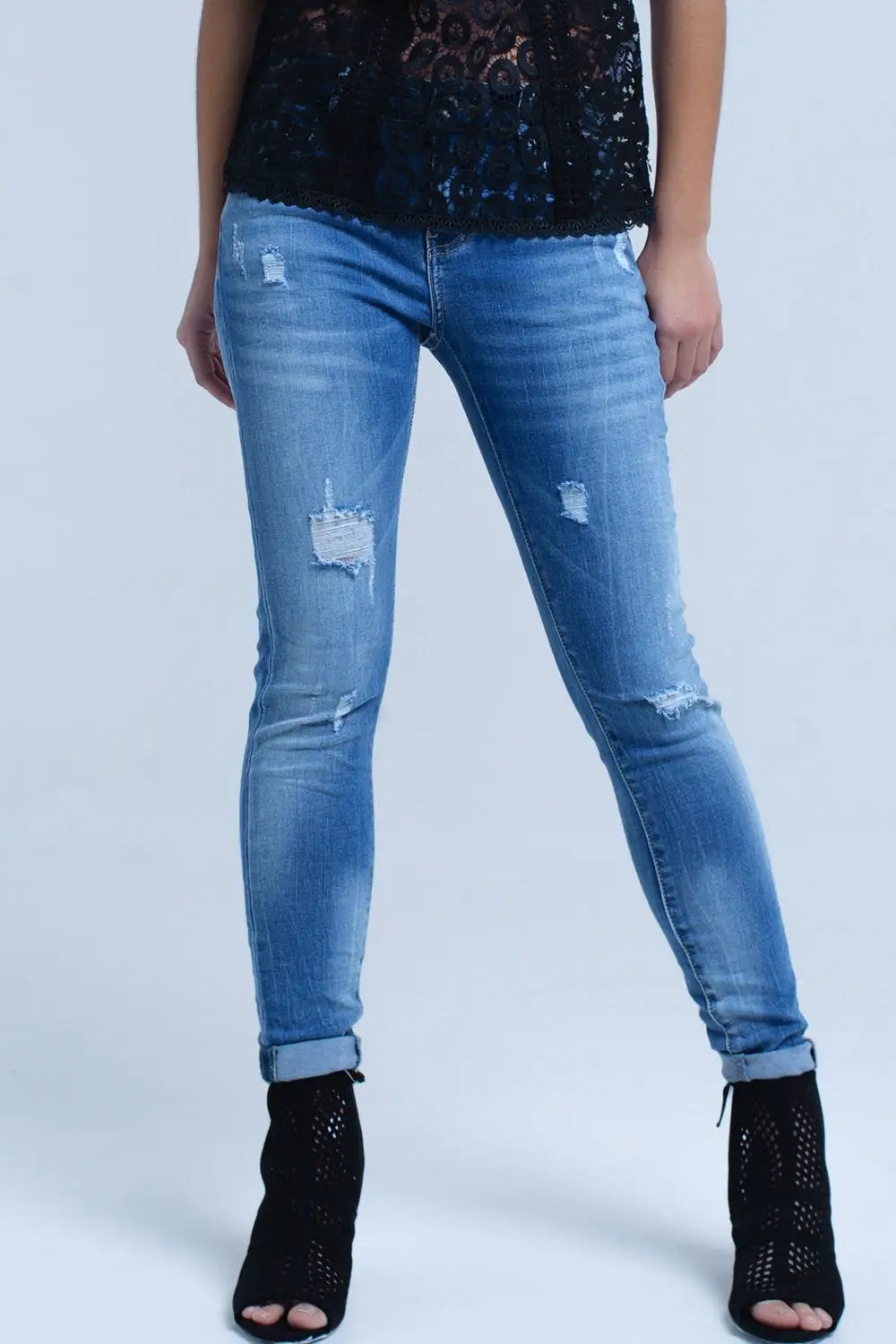 Skinny Blue jeans with rips - Jeans