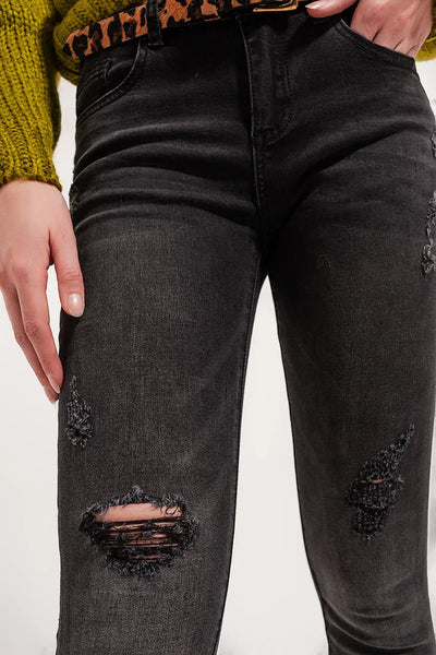 Skinny distressed jeans in grey denim - Jeans
