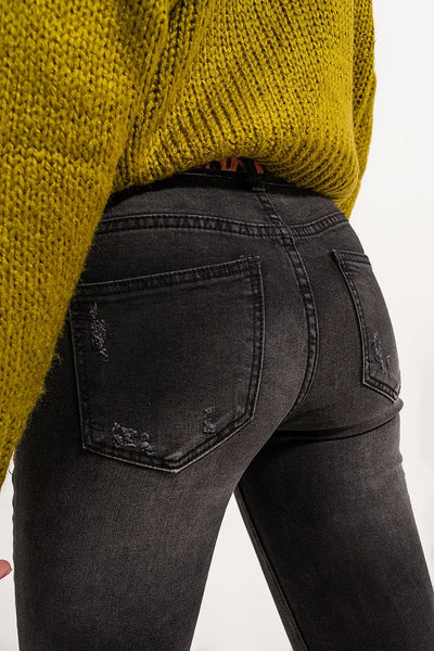 Skinny distressed jeans in grey denim - Jeans