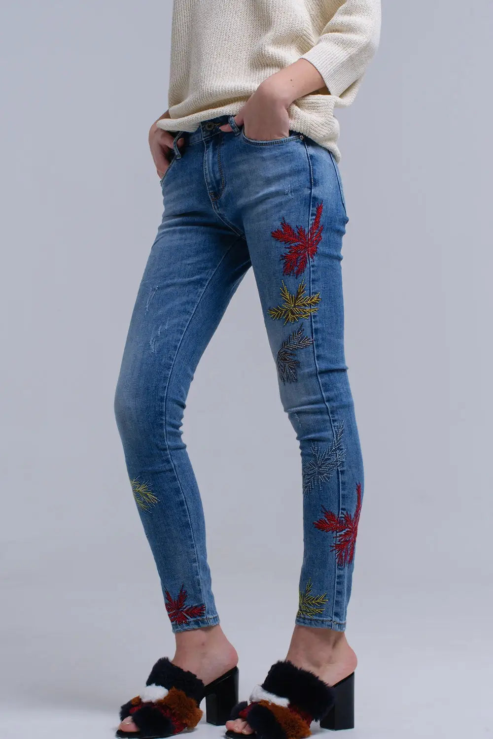 Skinny embroidered jeans - Jeans