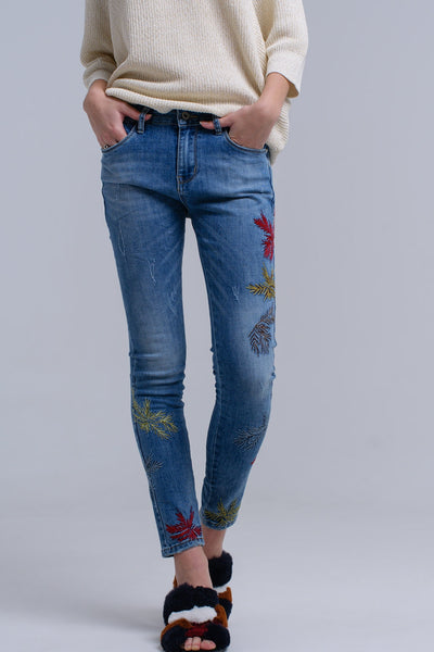 Skinny embroidered jeans