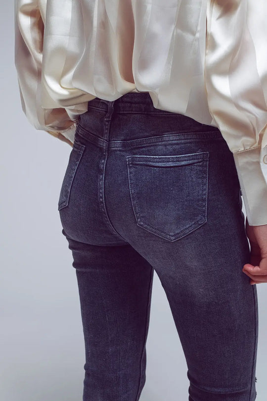 Skinny Fit Distressed Jeans in Grey - Jeans