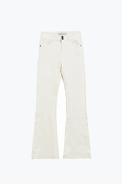 Skinny Flared Jeans With Double Button Detail in White