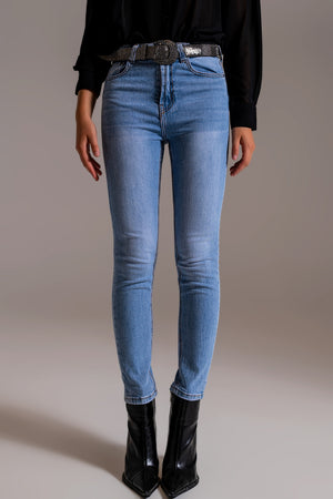 Q2 Skinny High Waist Jeans in Light Wash