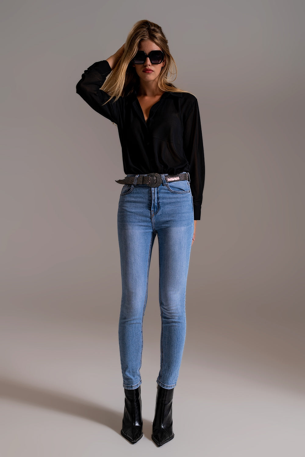 Skinny High Waist Jeans in Light Wash