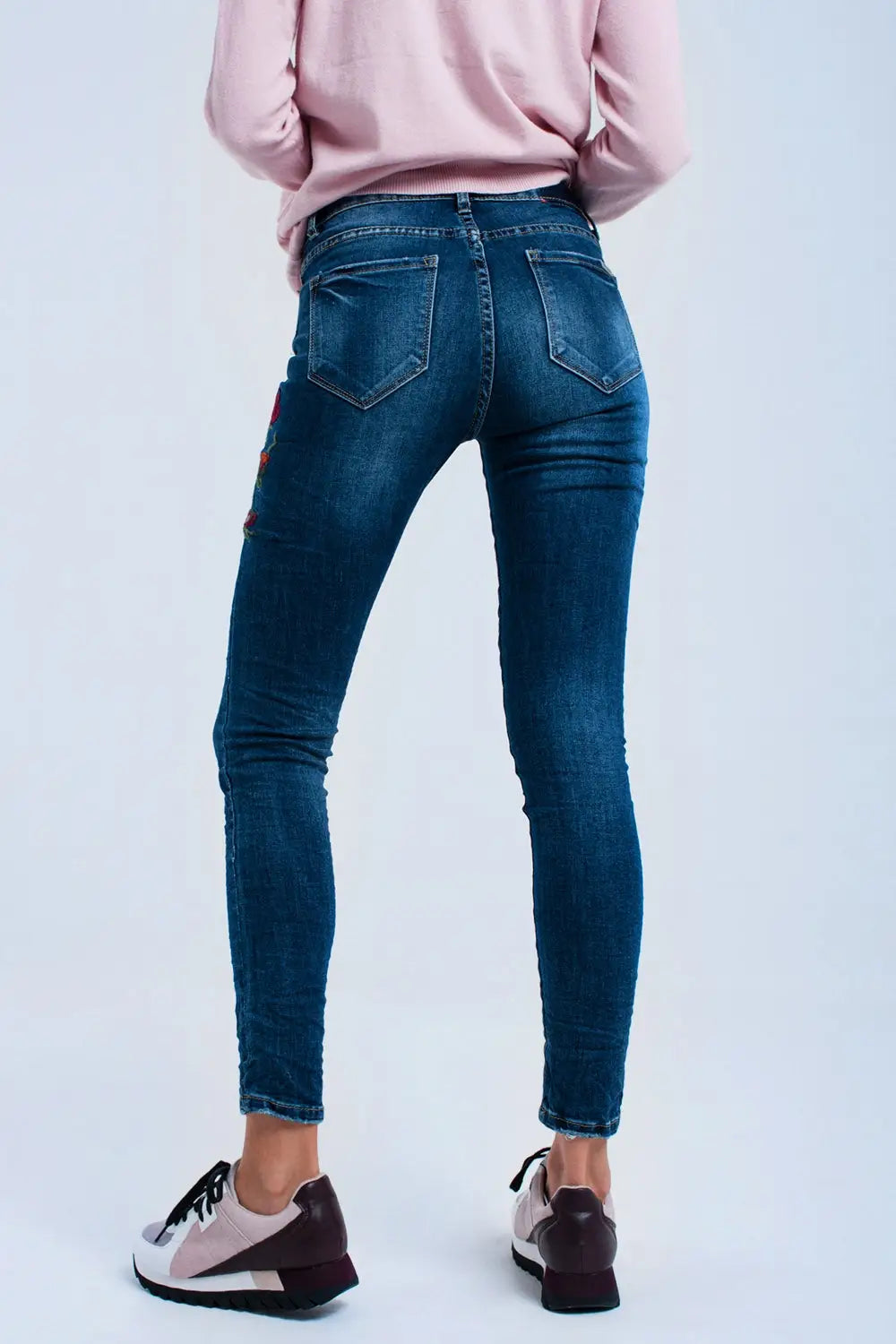 Skinny jean avec fleurs - Pantalons