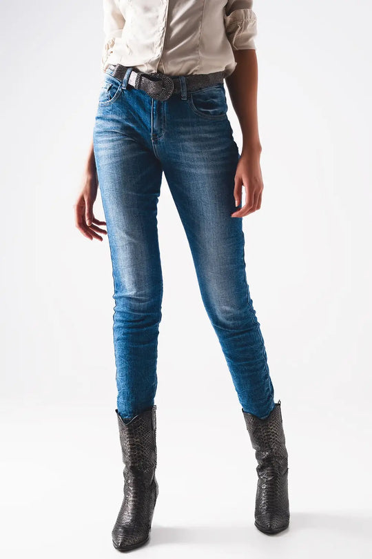 Skinny jeans in distressed blue - Jeans