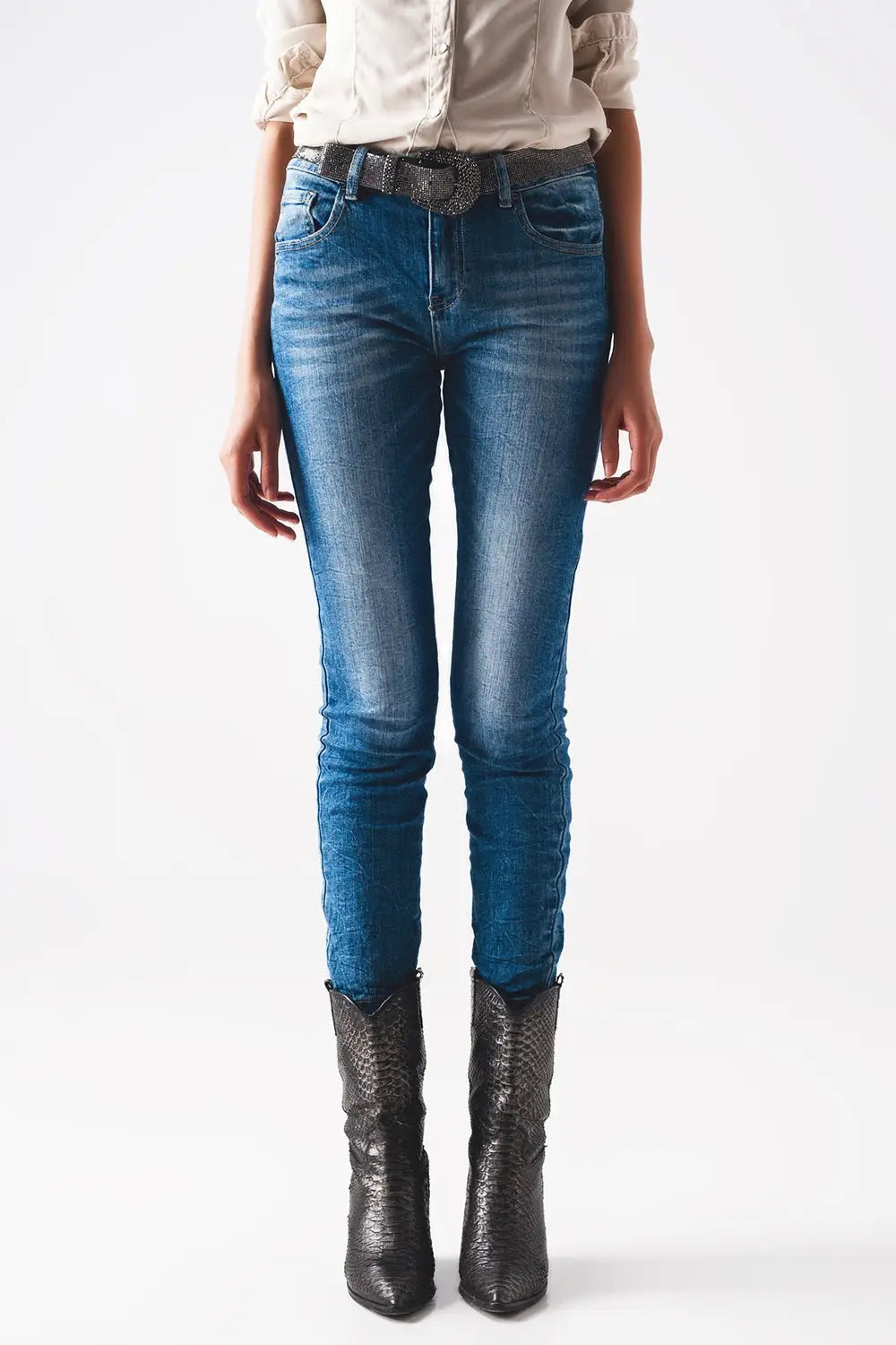 Skinny jeans in distressed blue - Jeans