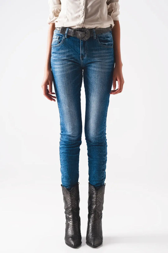 Skinny jeans in distressed blue - Jeans