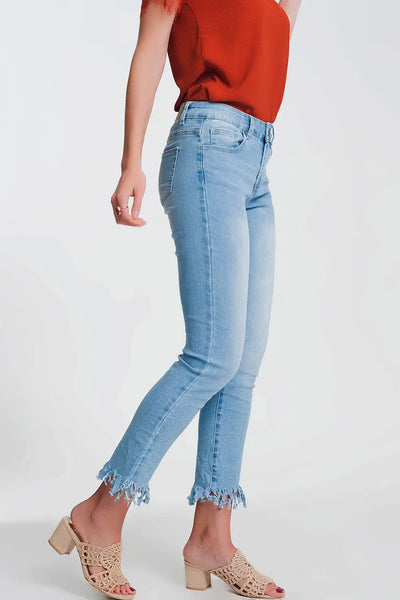 Skinny jeans in light denim With Frayed Hem - Jeans