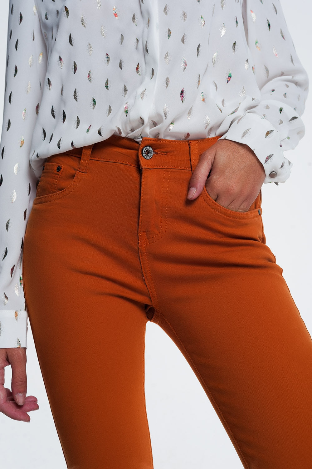 skinny jeans in orange