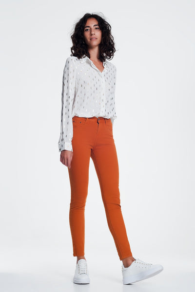 skinny jeans in orange