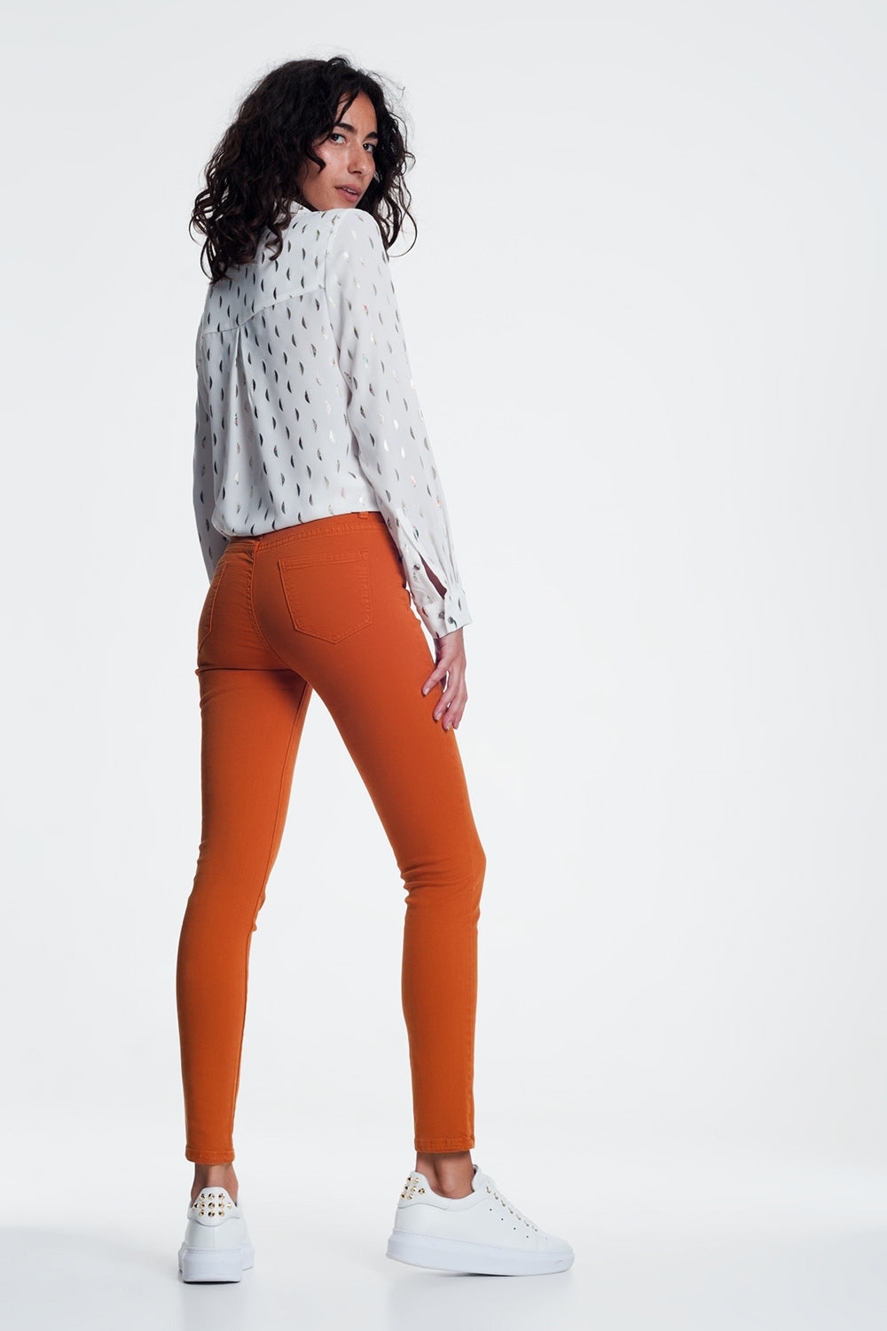 skinny jeans in orange