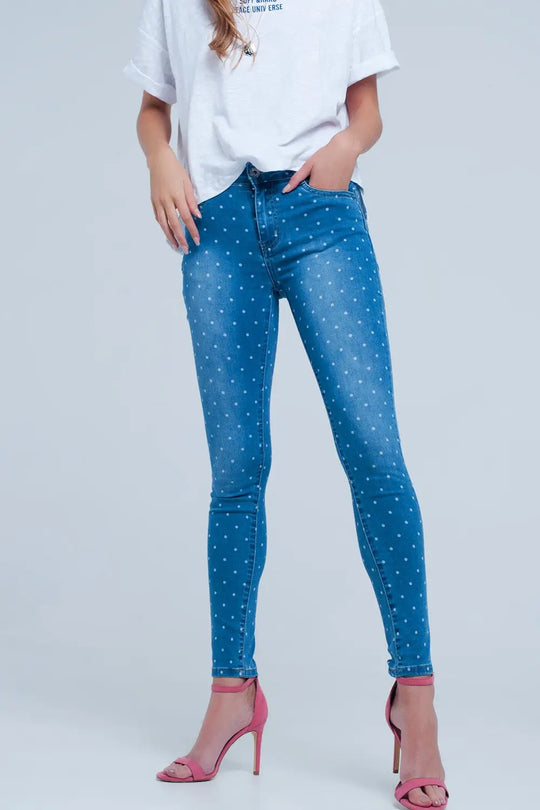 Skinny jeans in polka dot print - Jeans