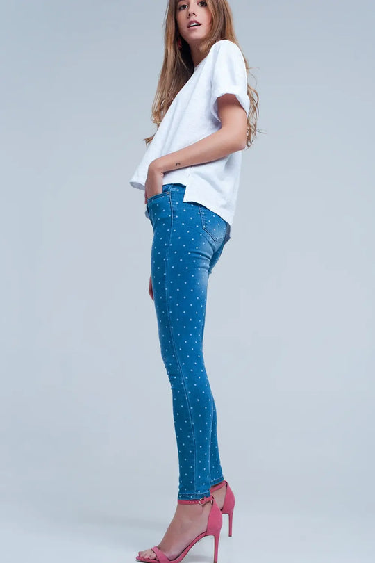 Skinny jeans in polka dot print - Jeans