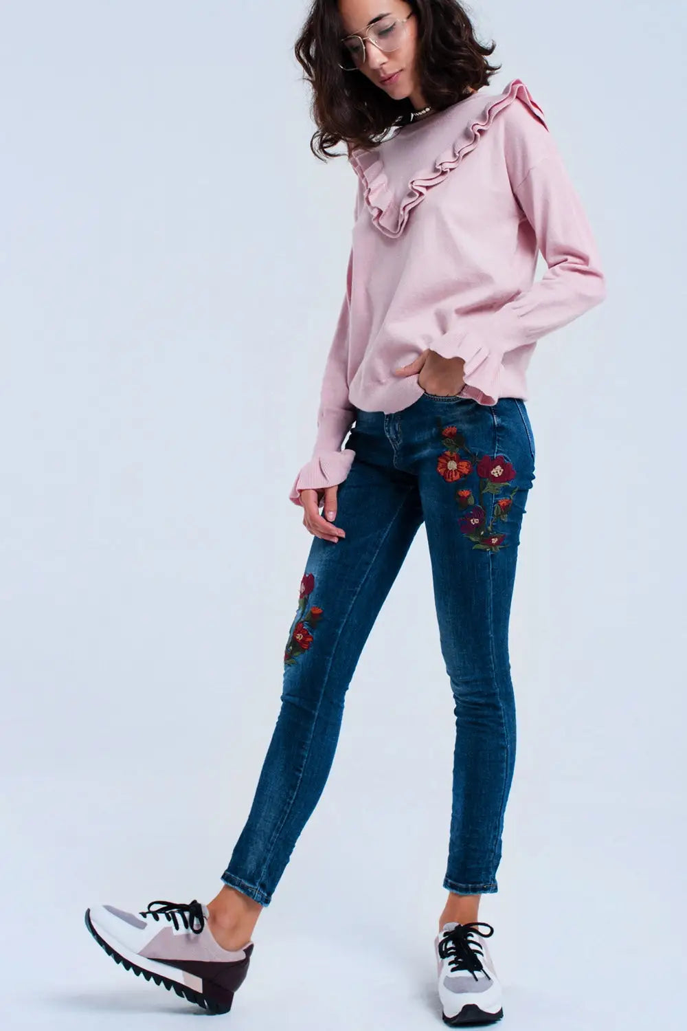 Skinny jeans with flowers - Jeans