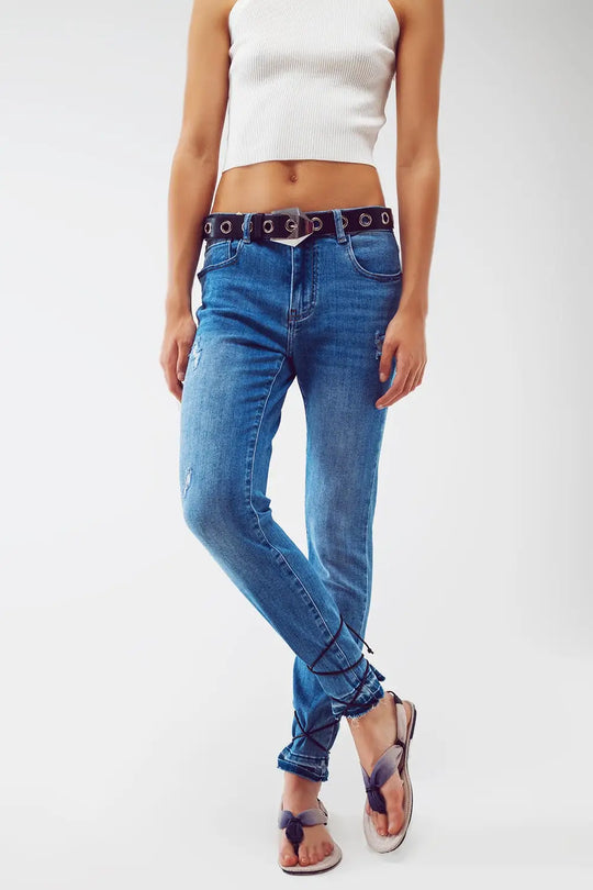 Skinny jeans with hem wash detail - Jeans