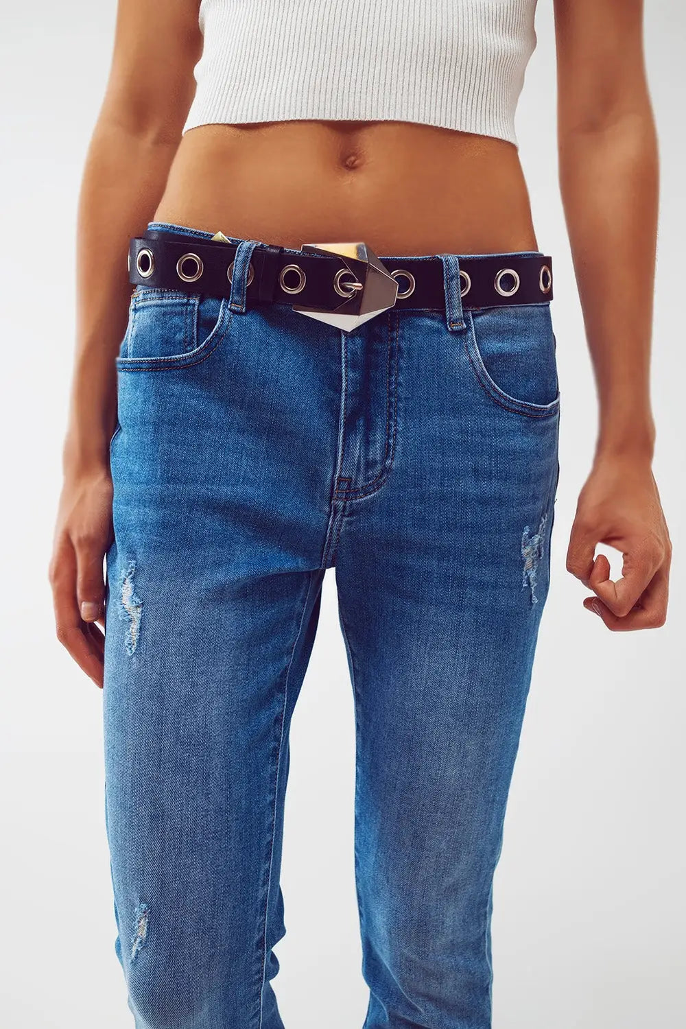 Skinny jeans with hem wash detail - Jeans