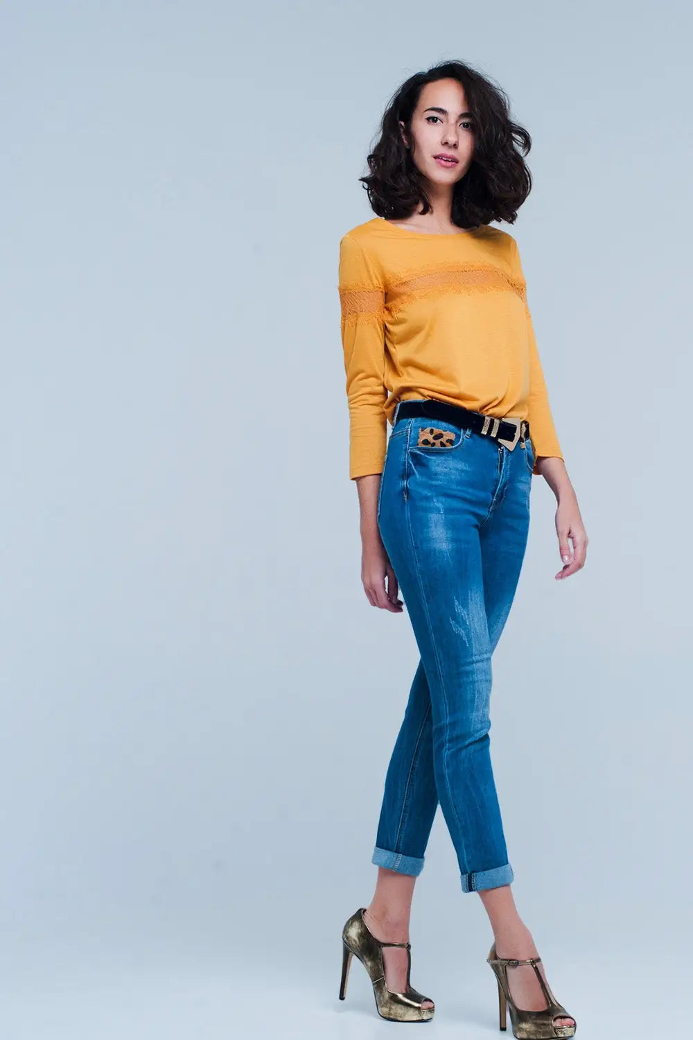 skinny jeans with leopard detail - Jeans