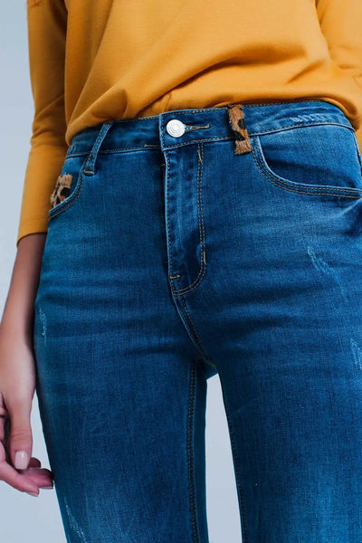 skinny jeans with leopard detail - Jeans