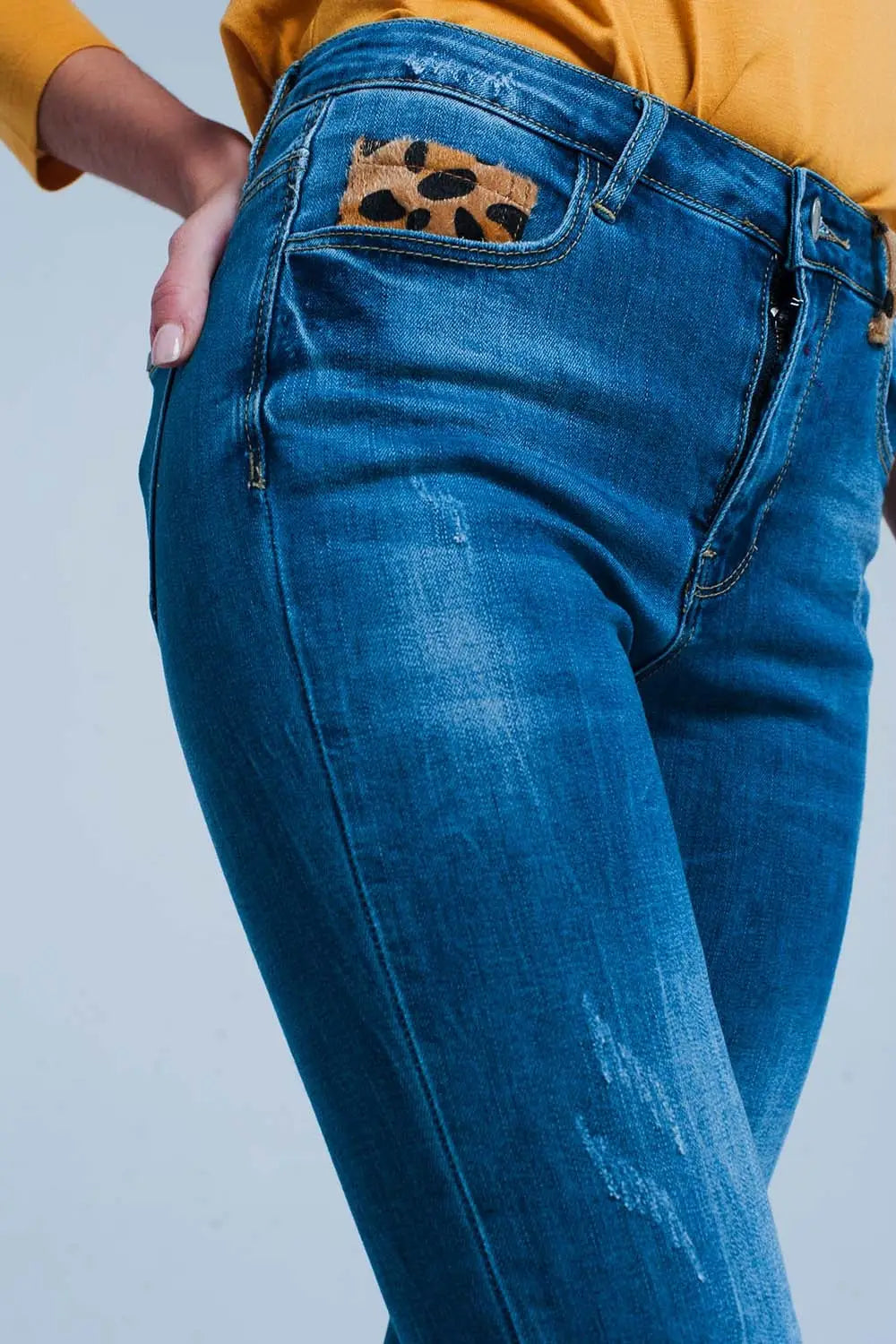 skinny jeans with leopard detail - Jeans