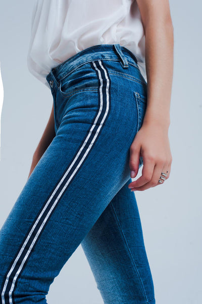 Skinny jeans with side stripe