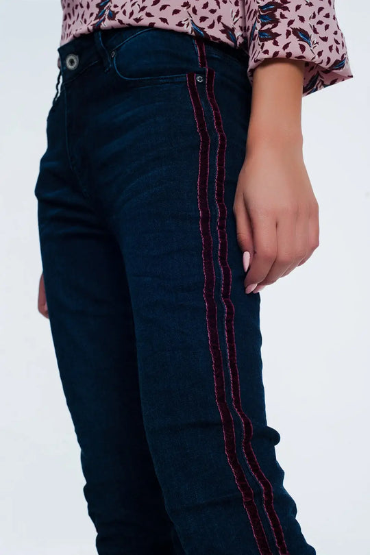 skinny jeans with sports red stripes - Jeans