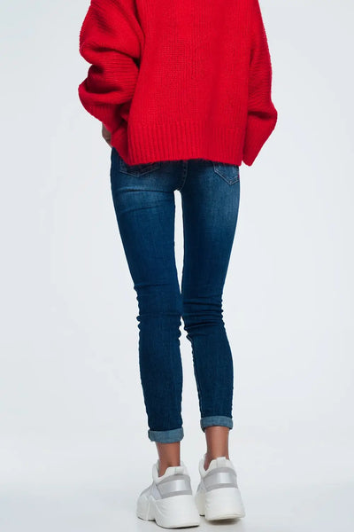 skinny jeans with wear detail - Jeans