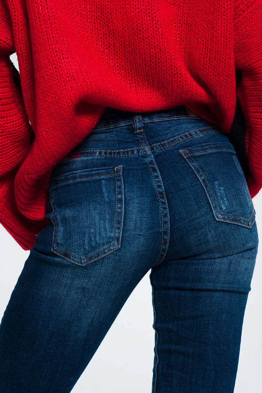skinny jeans with wear detail - Jeans