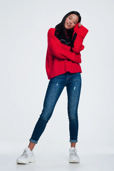skinny jeans with wear detail - Jeans